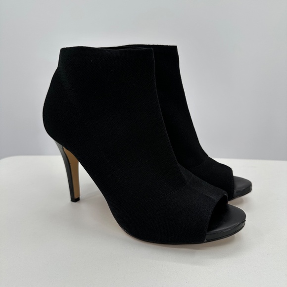 Fergalicious Stretch-Knit Sock Ankle Boots Stiletto Heel Open Toe sz 8.5 Bootie - Picture 4 of 11